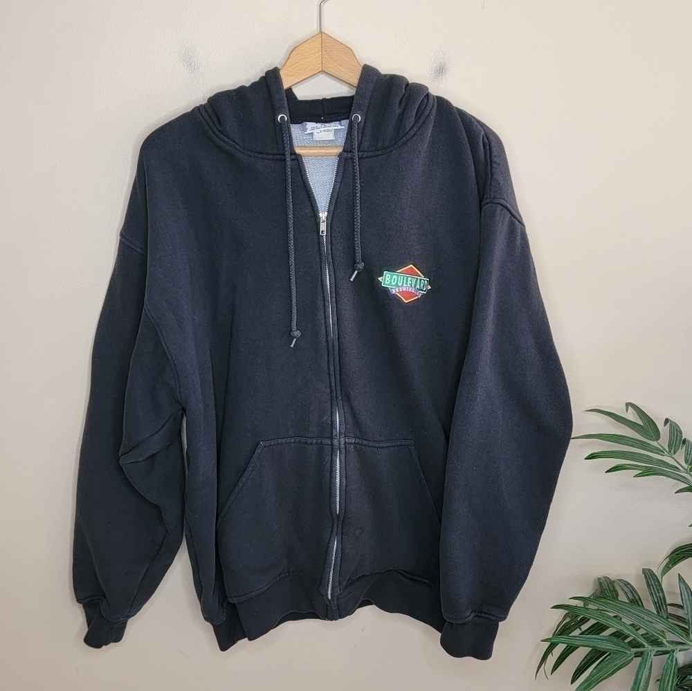 Y2K Vintage Lee Boulevard Brewing Co | Zip Front Hooded Sweatshirt Jacket